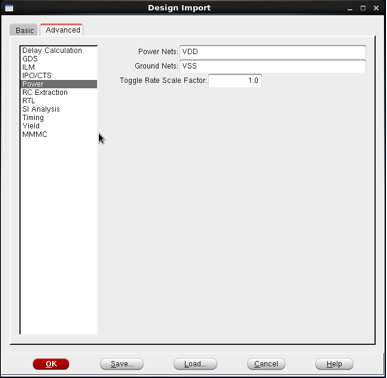 Fig 02. Import Design Advanced tab - Power