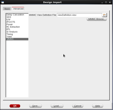 Fig 03. Import Design Advanced tab - MMMC