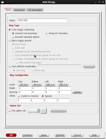 Fig 09. Parameters values for adding ring