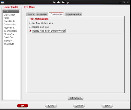 Fig 21. Mode Setup – CTS ‘Optimization’