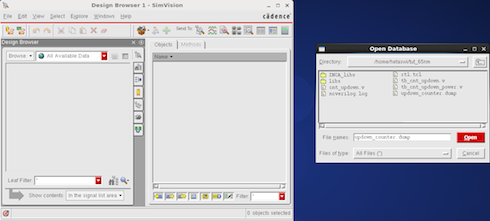 Fig. 5. SimVision – open database and load updown_counter.dump